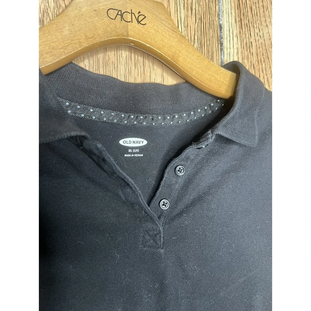 Old Navy Girls Uniform Black‎ School Collared Short Sleeve Shirt  Size XL 14